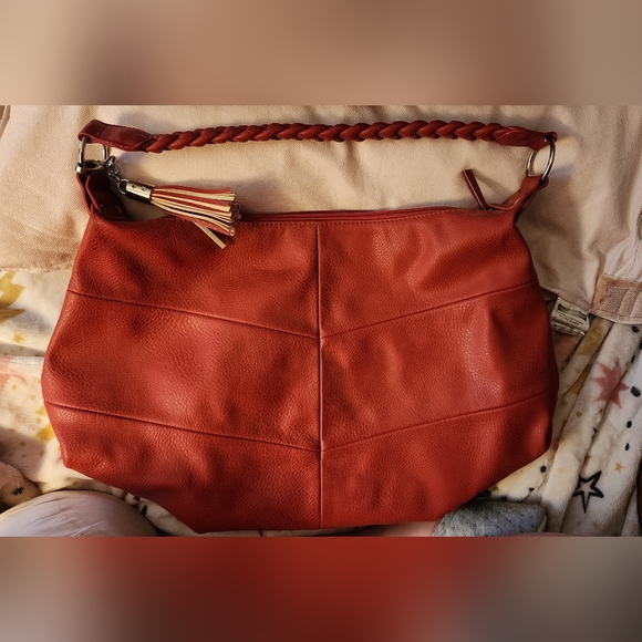 NWOT Red Cross Stitch *faux leather* Purse - Picture 1 of 16